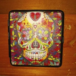 Day of the Dead Sugar Skull Cigarette Case with Butane Lighter
